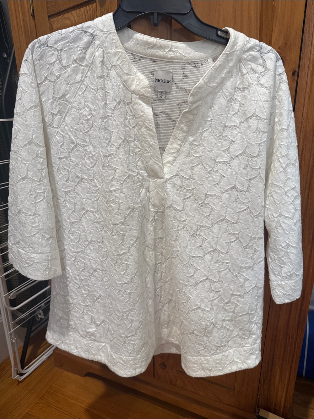 NIC+ZOE White Textured Split-Neck Tunic